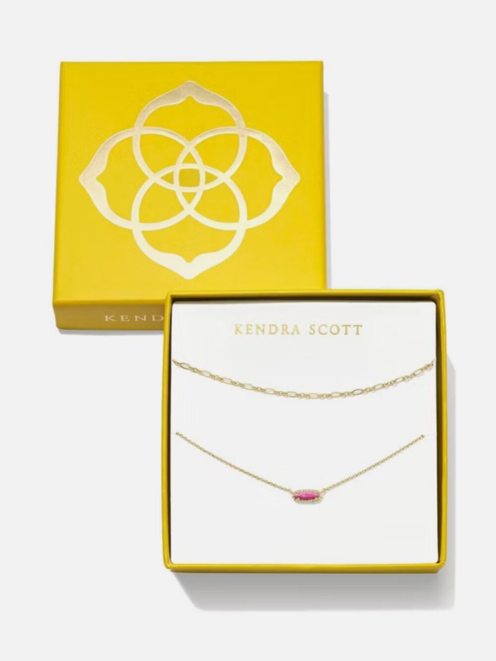 Kendra Scott Emma Gift Necklace Set 2pc - Raspberry Sorbet Variegated Magnesite: